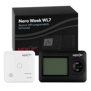Slika Digitalni programabilni bežični (RF) termostat sa WiFi kontrolom Nero Week WiFi7 crni – set